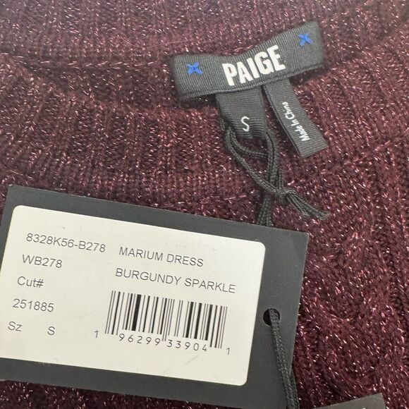 NWT PAIGE Marium Knit Sleeveless Dress in Burgundy Sparkle - Picture 11 of 12